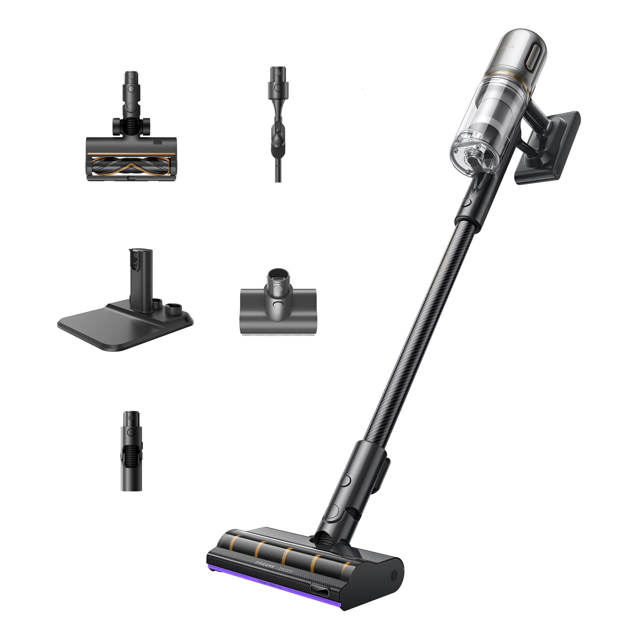 dreame V20 Pro-A Kabelloser Staubsauger, Kantenreinigung 0 mm, ohne Verheddern, für Hartböden und Teppiche, 24.000PA / 210 AW, 90 Min. maximale Laufzeit, Filterung 99,99%, entfernt Tierhaare