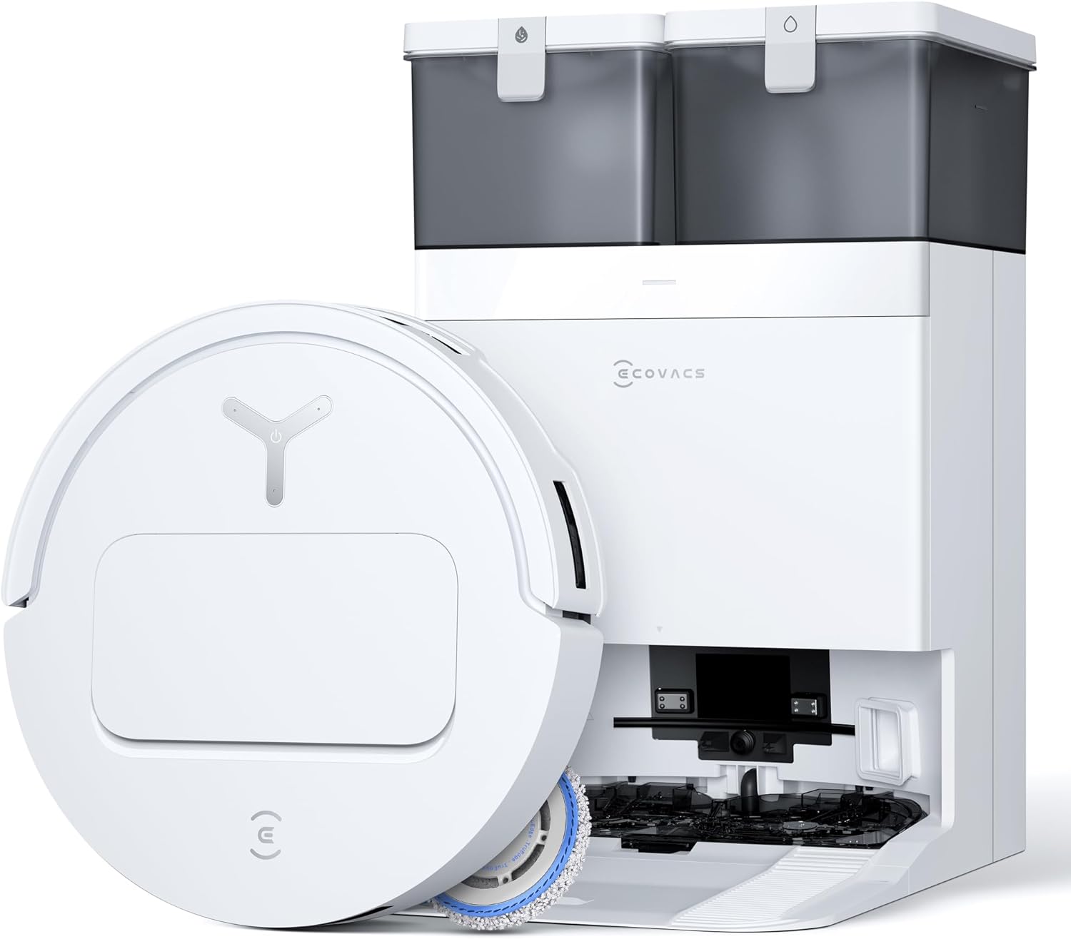 ECOVACS DEEBOT T50 PRO Omni Gen2 Saugroboter mit Wischfunktion, Ausfahrende Seitenbürste und Wischmopp, 21.000 Pa, Auto Zugabe von Reinigungslösung, Moppwäsche mit 75°C heißem Wasser, Ultradünn 81 mm