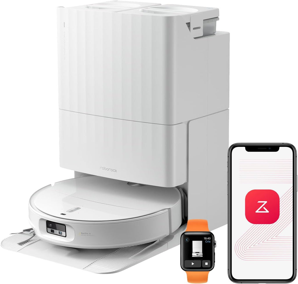roborock Qrevo Edge 2 Saugroboter mit Wischfunktion&Hebarem Wischmopp, 25.000 Pa, Anti-Tangle, ultraflach 7,98 cm, 80 °C Heißwasser-Moppwäsche, FlexiArm-Technologie, AI-Hinderniserkennung(Weiß)