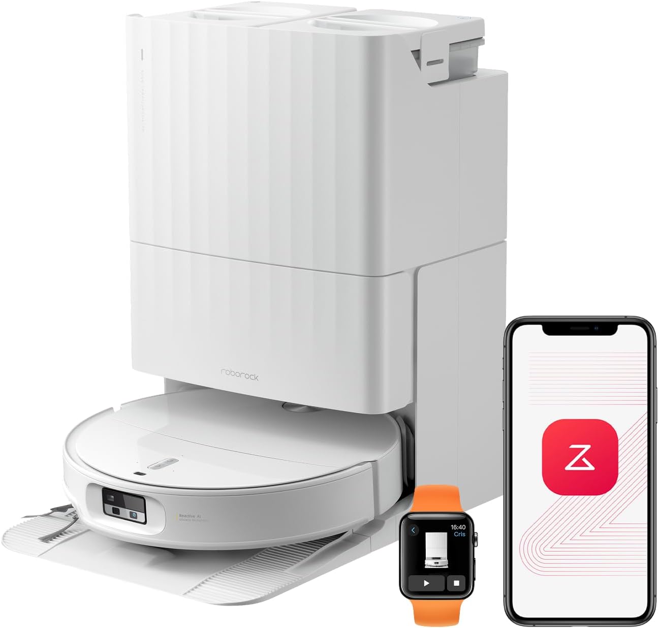 roborock Qrevo Edge 2 Saugroboter mit Wischfunktion&Hebarem Wischmopp, 25.000 Pa, Anti-Tangle, ultraflach 7,98 cm, 80 °C Heißwasser-Moppwäsche, FlexiArm-Technologie, AI-Hinderniserkennung(Weiß)