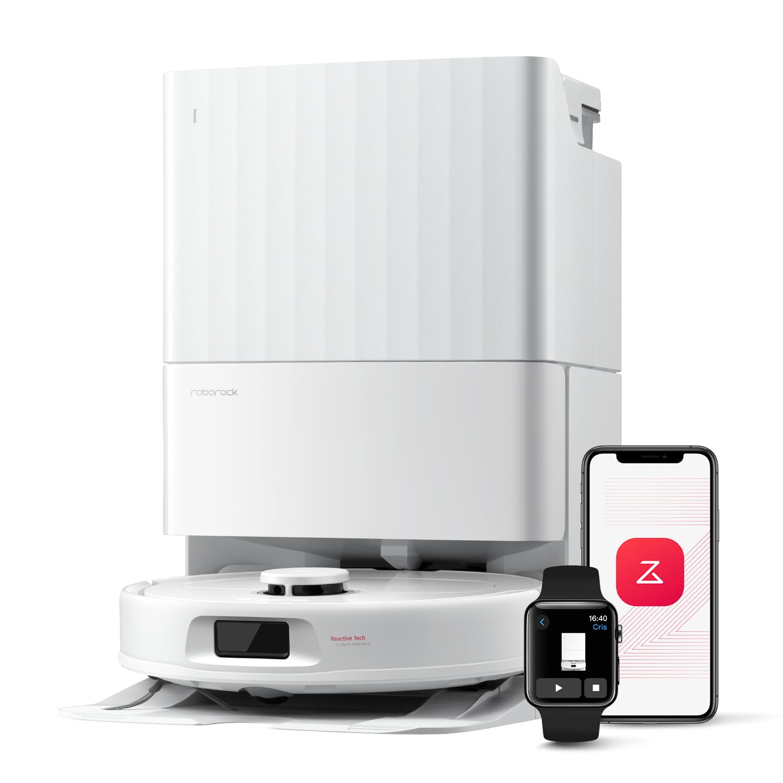 roborock Qrevo S Pro Saugroboter mit Wischfunktion, verbessert von QV 35A, 18.500 Pa, 75 °C Heißwasser-Moppreinigung, Anti-Tangle System, Reactive Tech Hindernisvermeidung, All-in-One Dock (Schwarz)