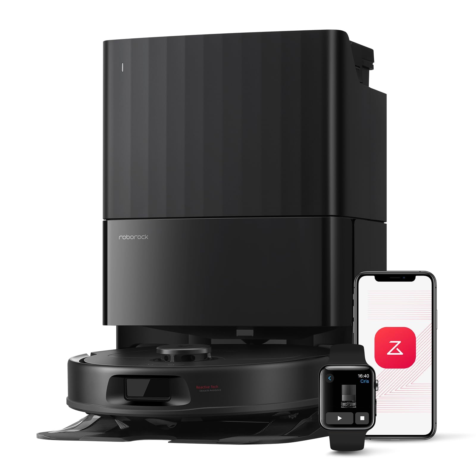 roborock Qrevo S Pro Saugroboter mit Wischfunktion, verbessert von QV 35A, 18.500 Pa, 75 °C Heißwasser-Moppreinigung, Anti-Tangle System, Reactive Tech Hindernisvermeidung, All-in-One Dock (Schwarz)