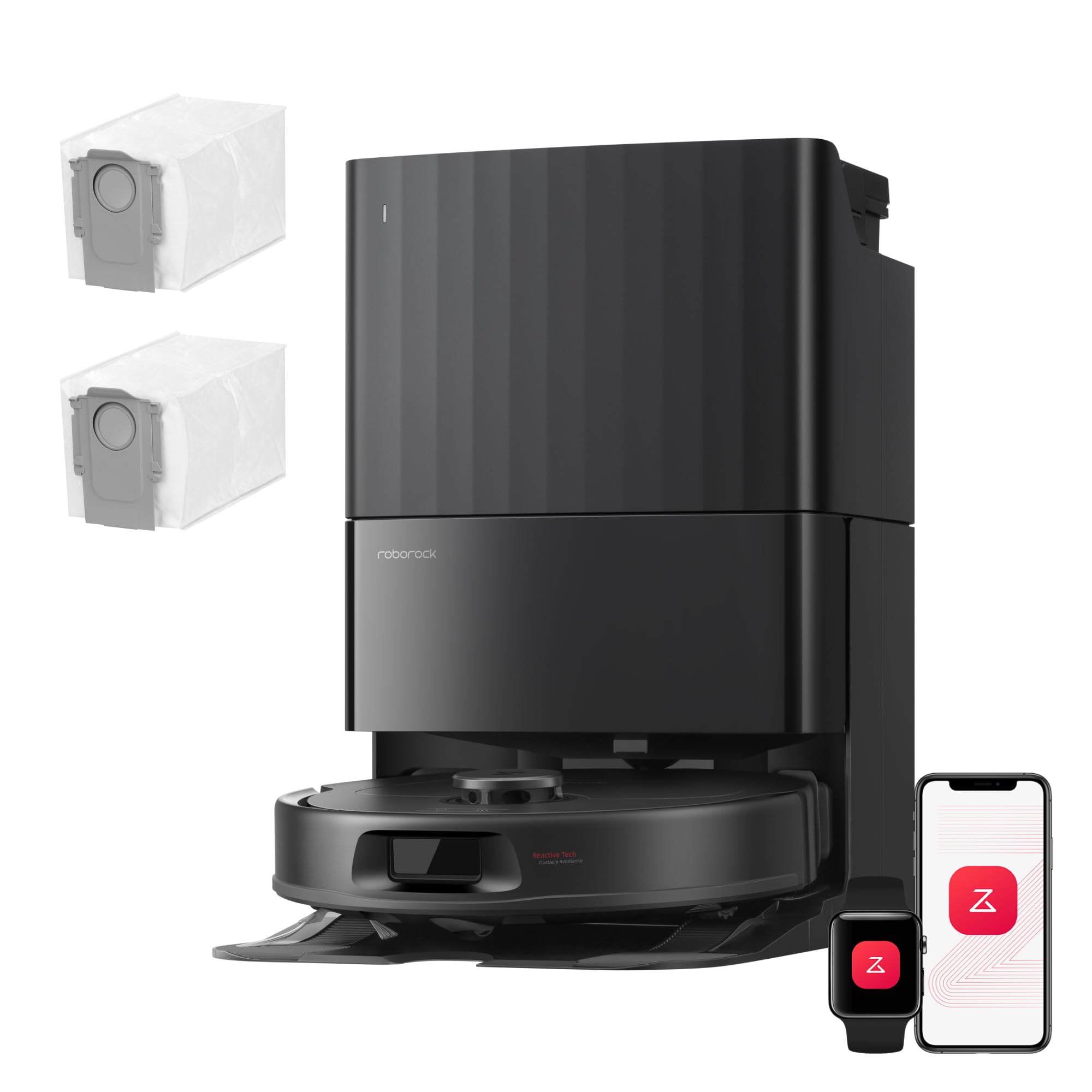 roborock Qrevo S Pro Saugroboter mit Wischfunktion, verbessert von QV 35A, 18.500 Pa, 75 °C Heißwasser-Moppreinigung, Anti-Tangle System, Reactive Tech Hindernisvermeidung, All-in-One Dock (Schwarz)