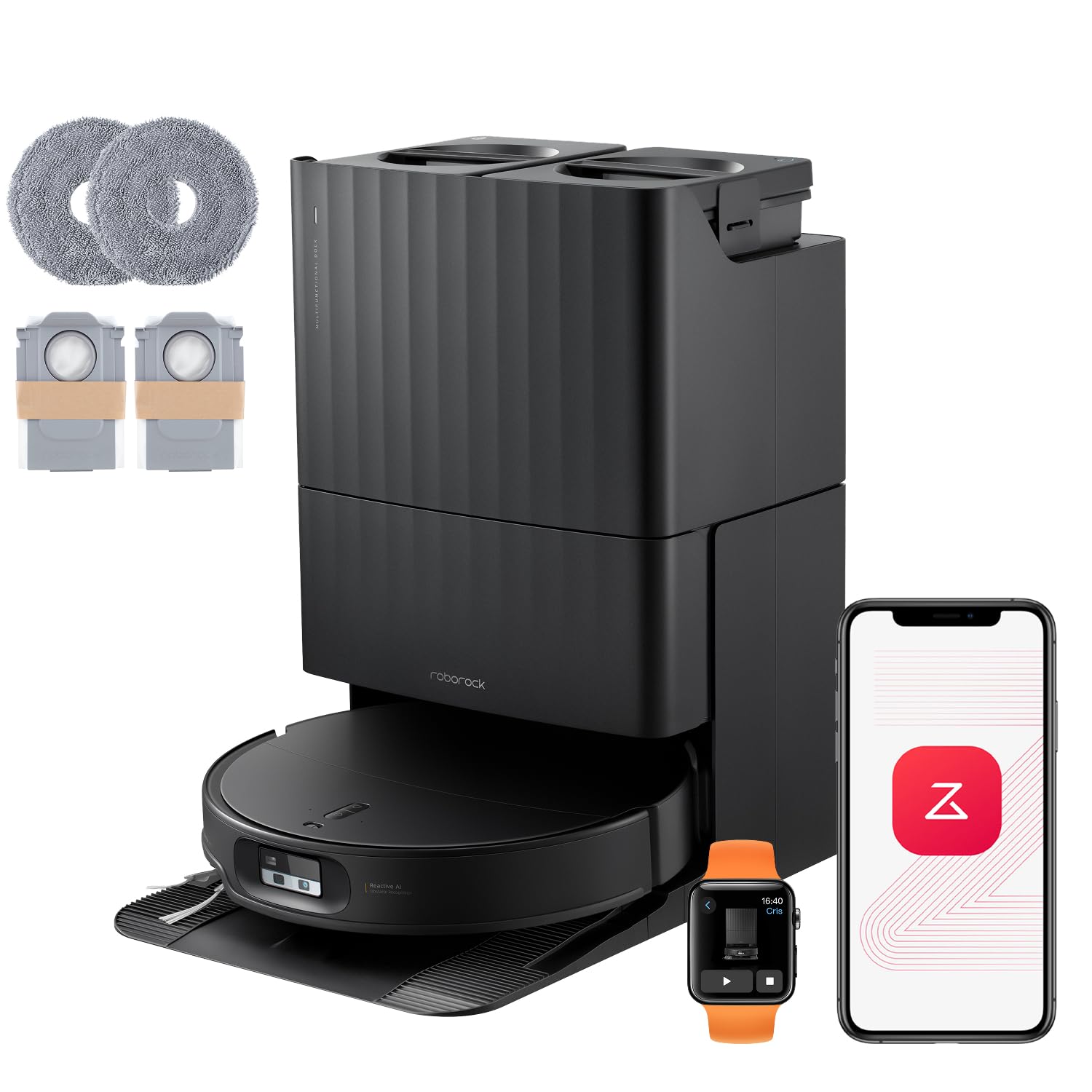 roborock Qrevo Edge 2 Saugroboter mit Wischfunktion&Hebarem Wischmopp, 25.000 Pa, Anti-Tangle, ultraflach 7,98 cm, 80 °C Heißwasser-Moppwäsche, FlexiArm-Technologie, AI-Hinderniserkennung(Weiß)