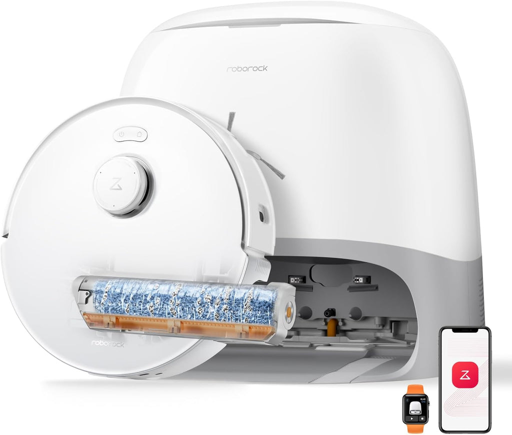 roborock Qrevo Curv 2 Flow Saugroboter mit Wischfunktion, SpiraFlow-Wischwalze mit Selbstreinigung, 20.000 Pa Saugkraft, Dual Anti-Tangle System, intelligenter Teppichschutz, All-in-One Dock