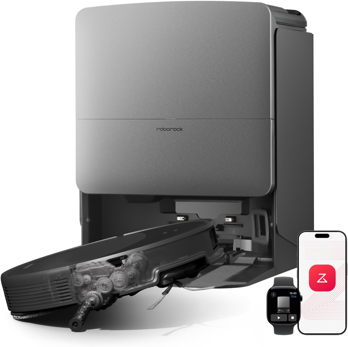 roborock Saros 20 Saugroboter mit Wischfunktion&angebbarem Wischmopp, AdaptiLift Chassis 3.0, 36.000 Pa Saugkraft, Autonomes StarSight System 2.0, DirTect-Technologie, Brandneues RockDock