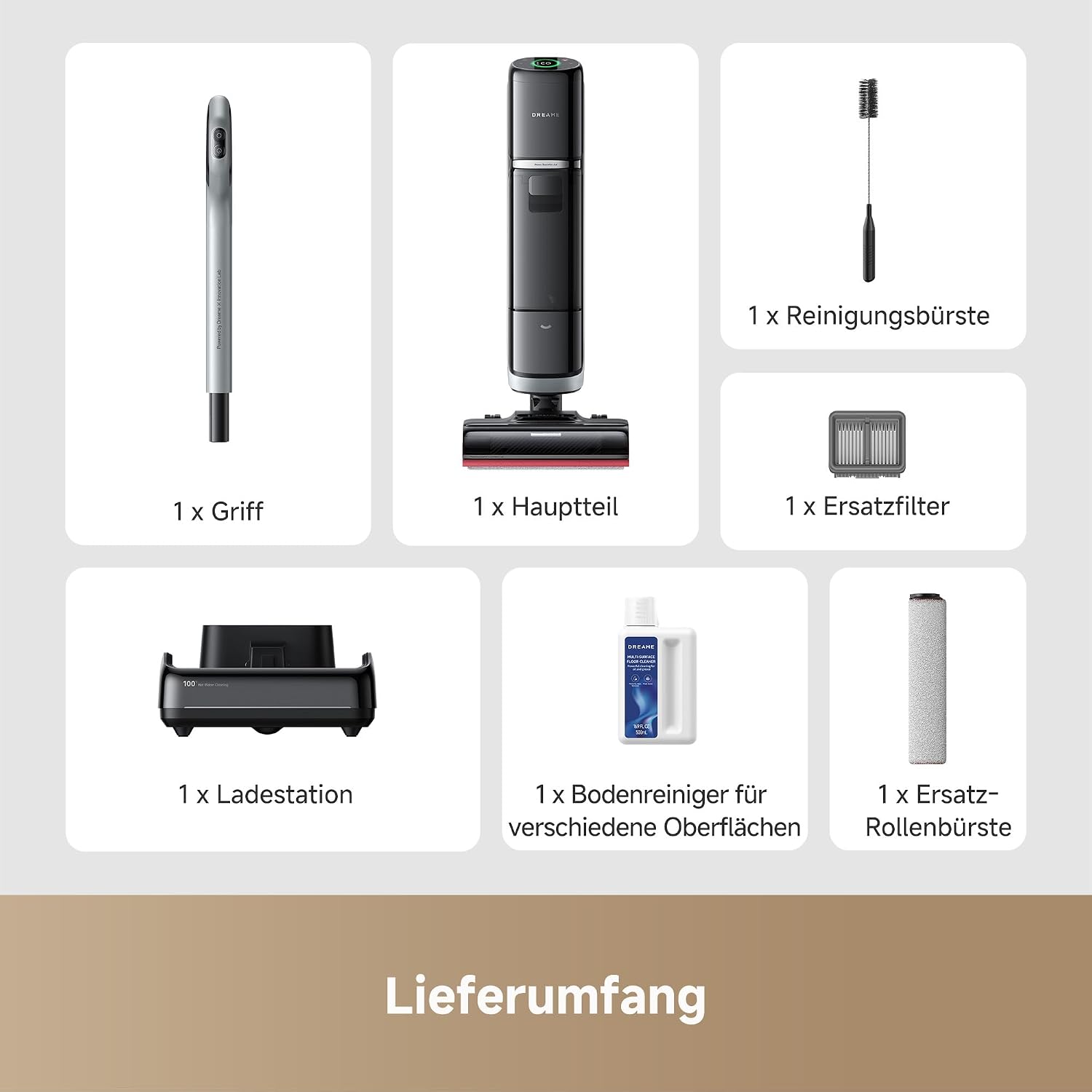 dreame H15 Pro Heat Nass- und Trockensauger, 85° C Wasser, GapFree AI-Roboterarm, RGB-Erkennung, 22.000 Pa Saugleistung, Haarentwirrung, 100° C Bürstenreinigung, 5 Min. 90° C Trocknung, App-Steuerung