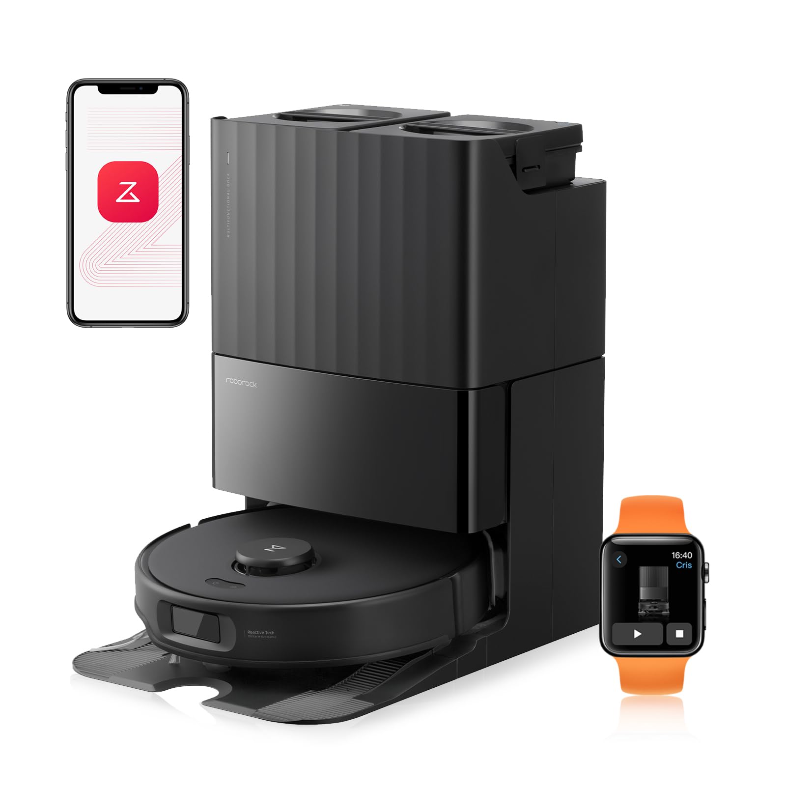 roborock Qrevo Edge 2 Saugroboter mit Wischfunktion&Hebarem Wischmopp, 25.000 Pa, Anti-Tangle, ultraflach 7,98 cm, 80 °C Heißwasser-Moppwäsche, FlexiArm-Technologie, AI-Hinderniserkennung(Weiß)