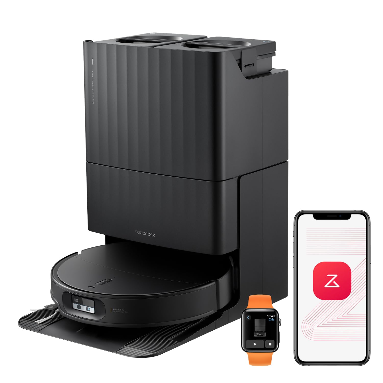 roborock Qrevo Edge 2 Saugroboter mit Wischfunktion&Hebarem Wischmopp, 25.000 Pa, Anti-Tangle, ultraflach 7,98 cm, 80 °C Heißwasser-Moppwäsche, FlexiArm-Technologie, AI-Hinderniserkennung(Weiß)