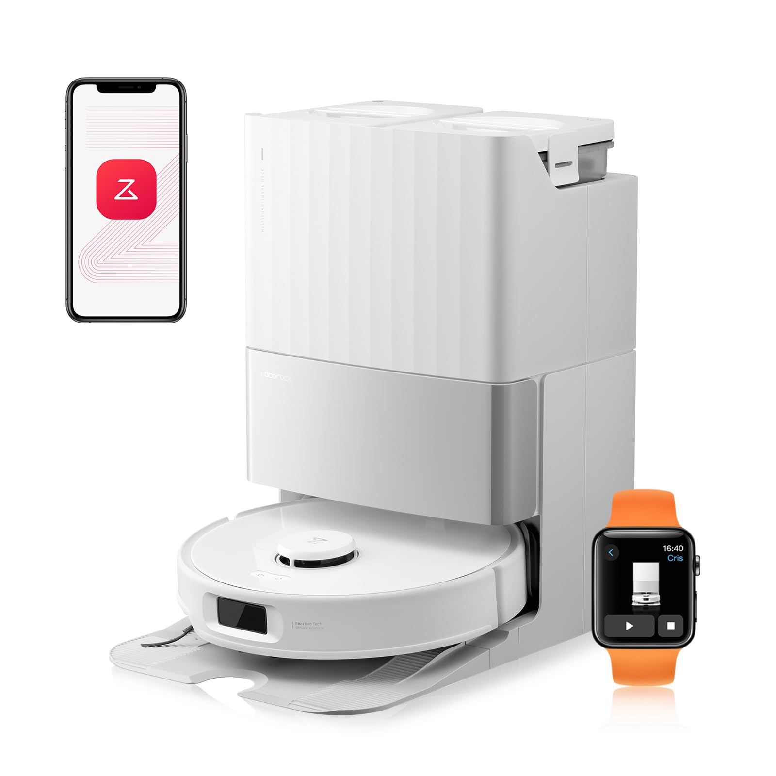 roborock Qrevo Edge 2 Saugroboter mit Wischfunktion&Hebarem Wischmopp, 25.000 Pa, Anti-Tangle, ultraflach 7,98 cm, 80 °C Heißwasser-Moppwäsche, FlexiArm-Technologie, AI-Hinderniserkennung(Weiß)