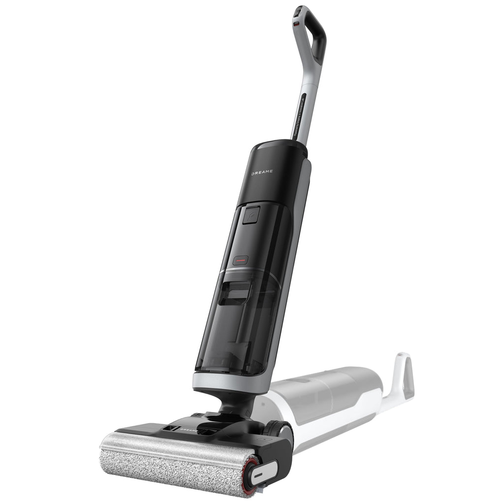 DREAME H14 Dual Nass-Trockensauger 5-in-1, clevere Dosierung, flaches Design, 60 °C Bürstenreinigung, 5 Min.Trocknung bei 60 °C, GlideWheel, 18.000Pa Saugkraft, Schaber zur Entwirrung, LED-Bürstenkopf