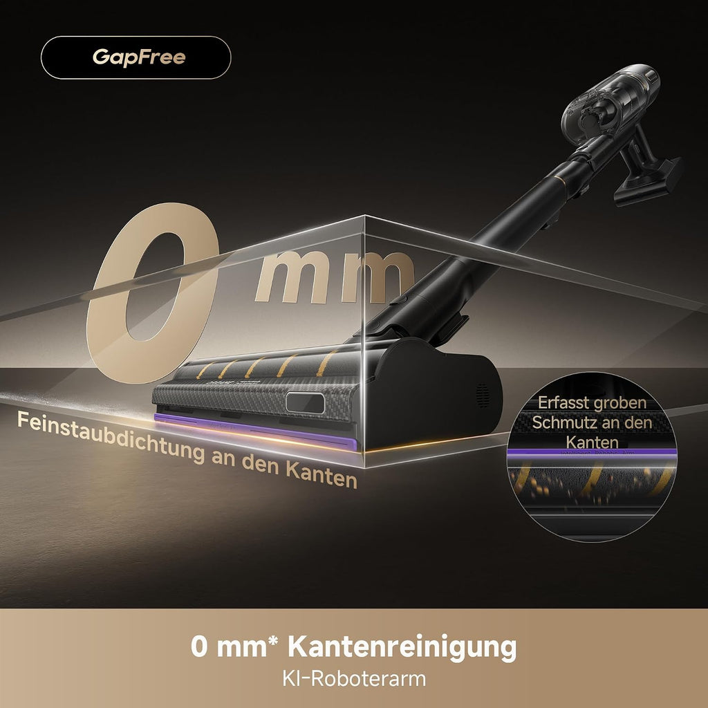 dreame V20 Pro-A Kabelloser Staubsauger, Kantenreinigung 0 mm, ohne Verheddern, für Hartböden und Teppiche, 24.000PA / 210 AW, 90 Min. maximale Laufzeit, Filterung 99,99%, entfernt Tierhaare