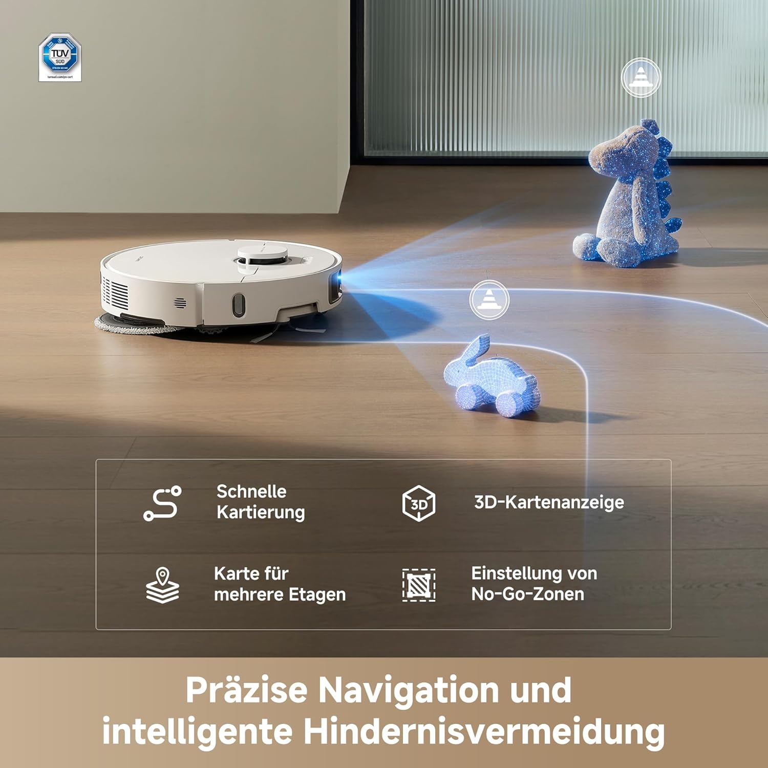 DREAME L10s Ultra Gen 3 Kit Saugroboter mit Wischfunktion mit einer Saugkraft von 25.000 Pa, Seitenbürste und Mopp ausfahrbar, selbstreinigende All-in-One-Dockingstation, Steuerung per App und Sprache