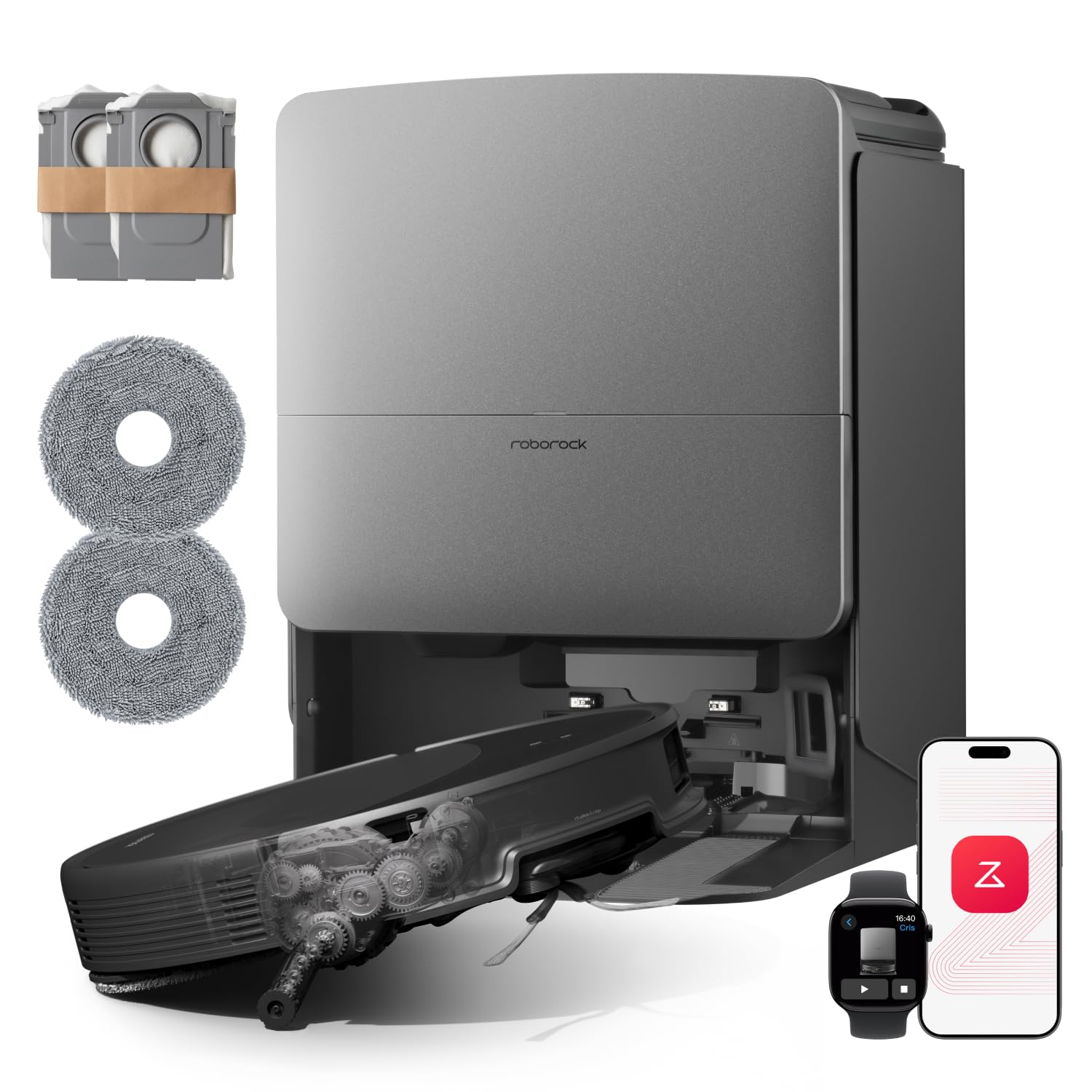 roborock Saros 20 Saugroboter mit Wischfunktion&angebbarem Wischmopp, AdaptiLift Chassis 3.0, 36.000 Pa Saugkraft, Autonomes StarSight System 2.0, DirTect-Technologie, Brandneues RockDock