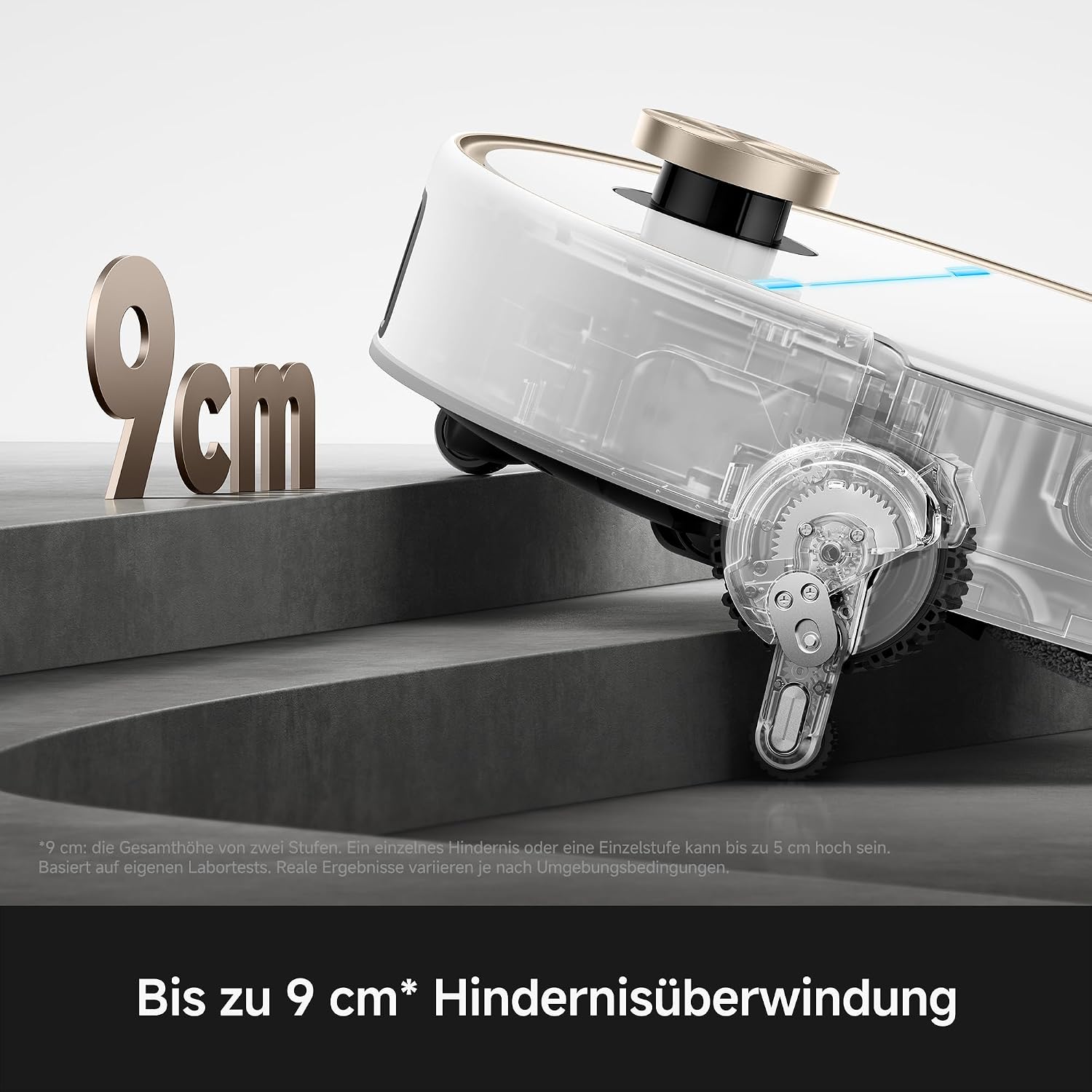 Mova V70 Ultra Complete X Saugroboter, MaxiReachX-Doppelverlängerung Seitenbürste & Mopp, 40.000 Pa Saugkraft, 15N Abwärtsdruck & 300 U/min Wischen, 9 cm Hindernisüberwindung, EcoCyclone-Staubbehälter