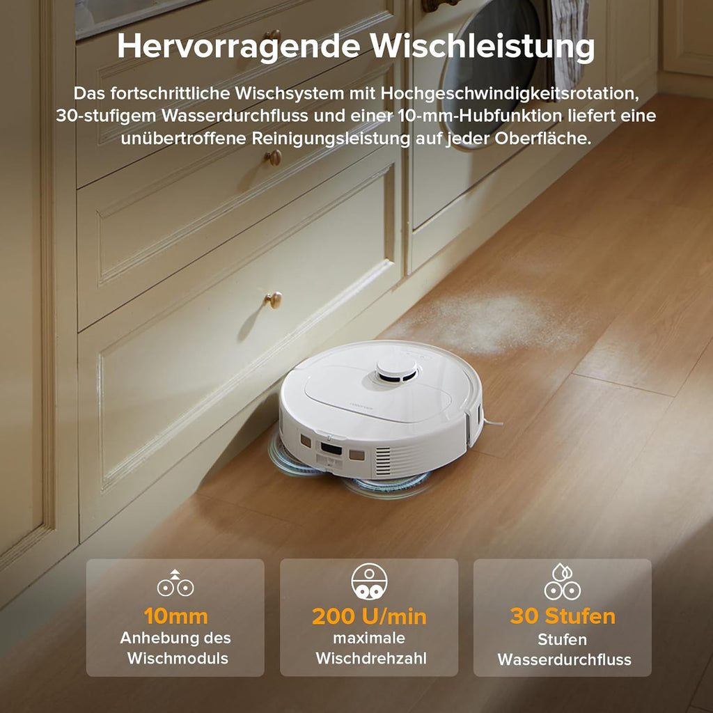 roborock Qrevo Serie Saugroboter mit Wischfunktion, 8000Pa Saugkraft(verbessert von Qrevo S), Anti-Verfilzungs-Seitenbürste, Hindernisvermeidung, LiDAR-Navigation, All-in-One Dock, Weiß(QV 35A Set)