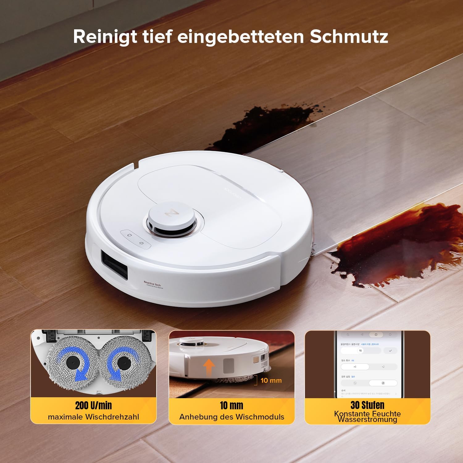 roborock Qrevo S5V Saugroboter mit Wischfunktion&Hebarem Wischmopp, 12.000Pa Saugkraft, Zero-Tangle System, Warmlufttrocknung, Intelligente Hindernisvermeidung, Multifunktions-Dockingstation (Weiß)