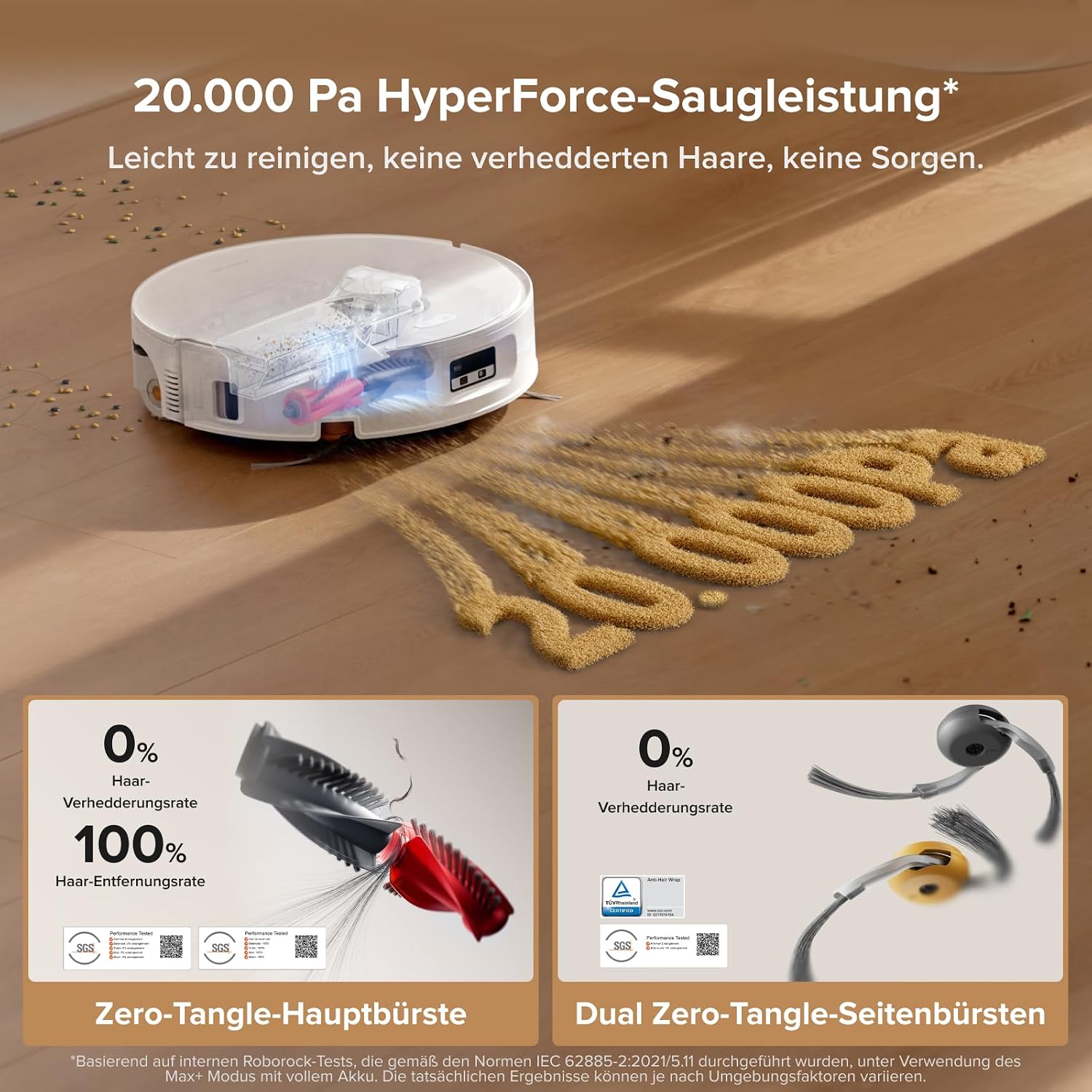 roborock Qrevo Curv 2 Flow Saugroboter mit Wischfunktion, SpiraFlow-Wischwalze mit Selbstreinigung, 20.000 Pa Saugkraft, Dual Anti-Tangle System, intelligenter Teppichschutz, All-in-One Dock