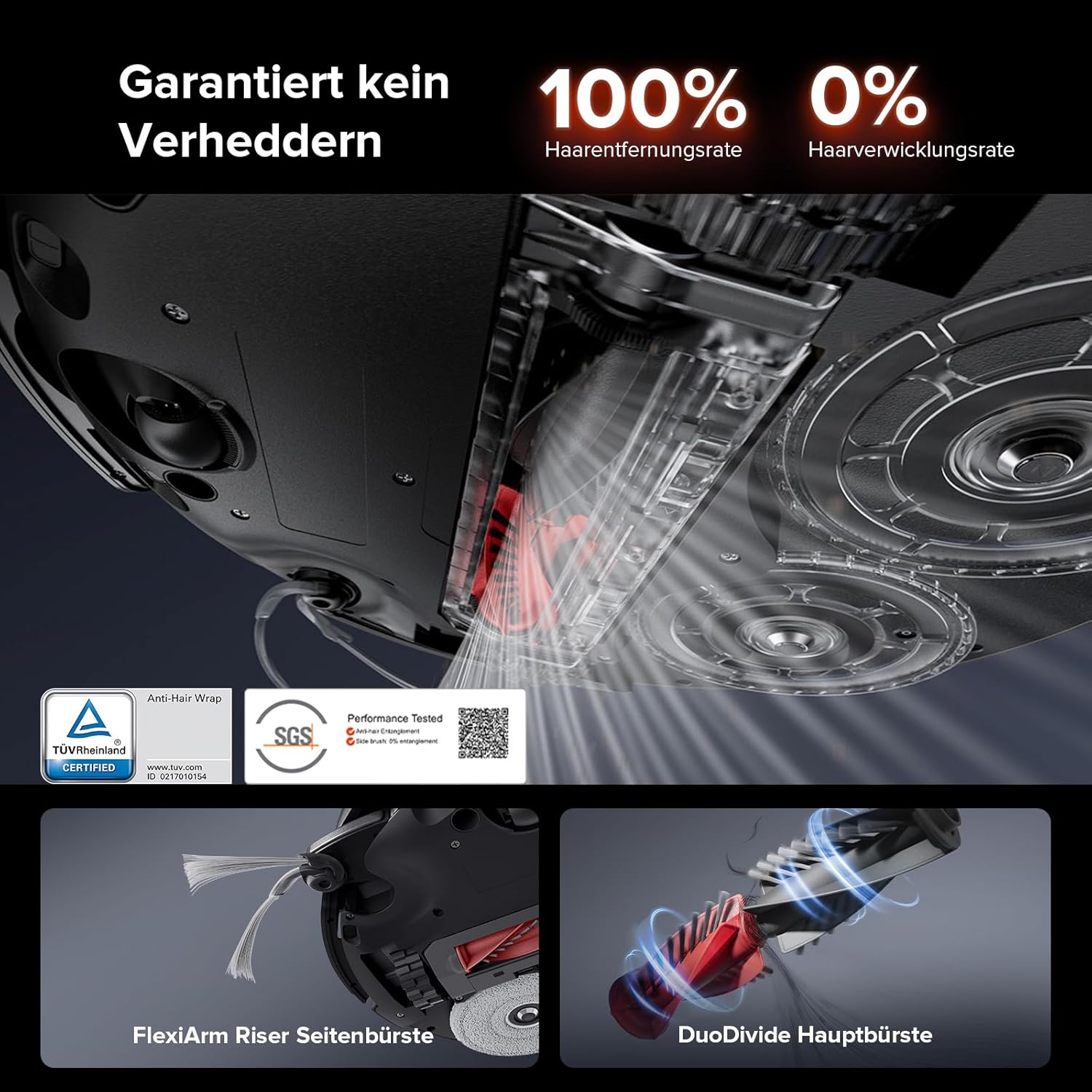 roborock Saros 10R Saugroboter mit Wischfunktion&angebbarem Wischmopp, 22,000 Pa, 7,98cm Ultra-Slim Design, StarSight System 2.0, Zero-Tangle System