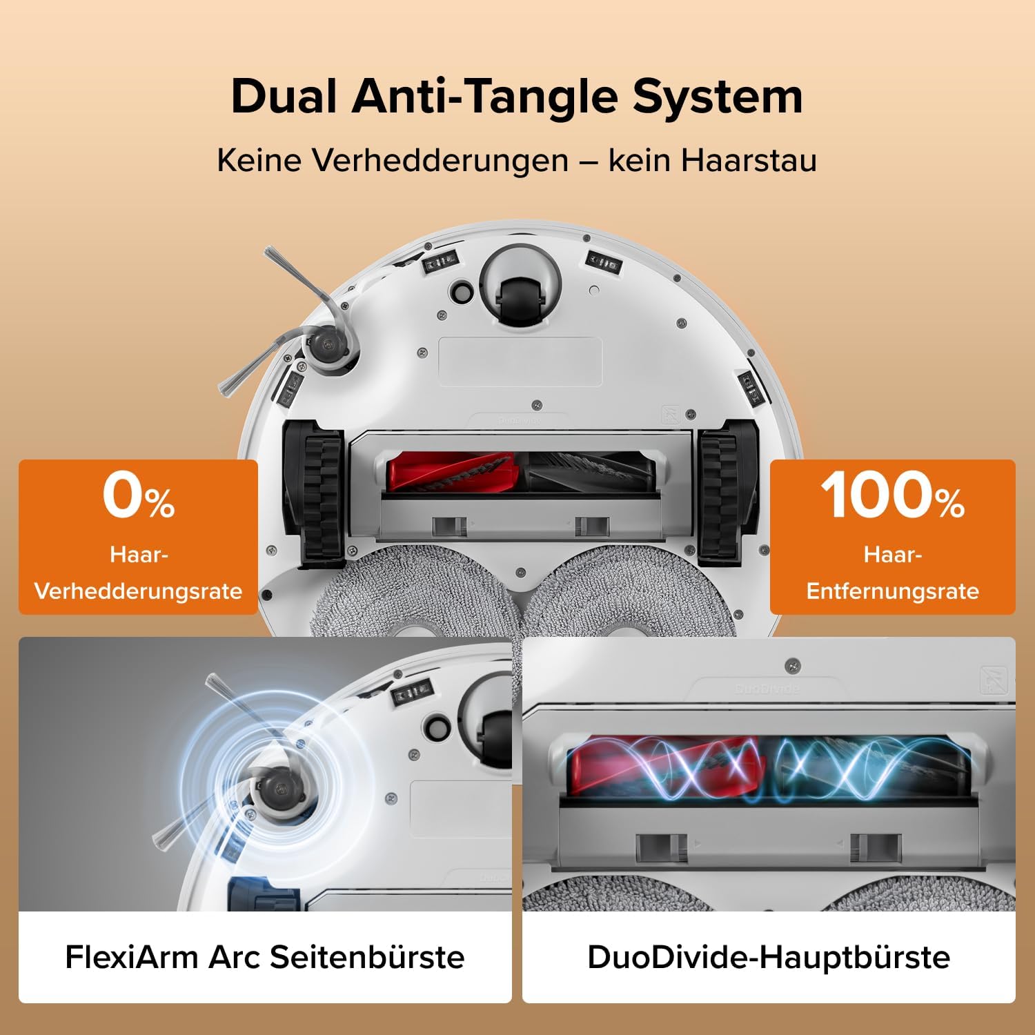roborock Qrevo Edge 2 Saugroboter mit Wischfunktion&Hebarem Wischmopp, 25.000 Pa, Anti-Tangle, ultraflach 7,98 cm, 80 °C Heißwasser-Moppwäsche, FlexiArm-Technologie, AI-Hinderniserkennung(Weiß)
