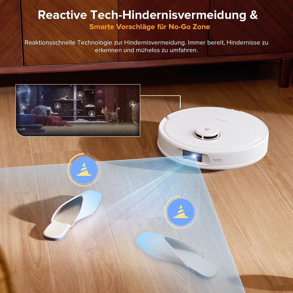roborock Qrevo S5V Saugroboter mit Wischfunktion&Hebarem Wischmopp, 12.000Pa Saugkraft, Zero-Tangle System, Warmlufttrocknung, Intelligente Hindernisvermeidung, Multifunktions-Dockingstation (Weiß)