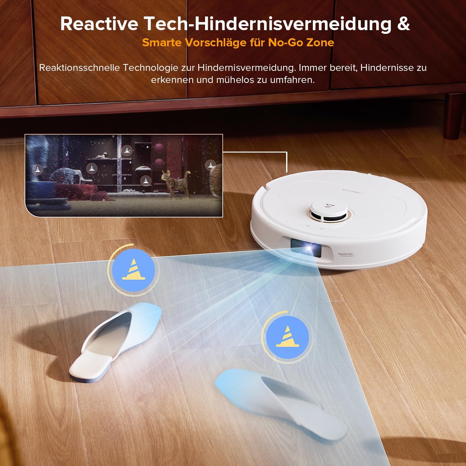 roborock Qrevo S5V Saugroboter mit Wischfunktion&Hebarem Wischmopp, 12.000Pa Saugkraft, Zero-Tangle System, Warmlufttrocknung, Intelligente Hindernisvermeidung, Multifunktions-Dockingstation (Weiß)