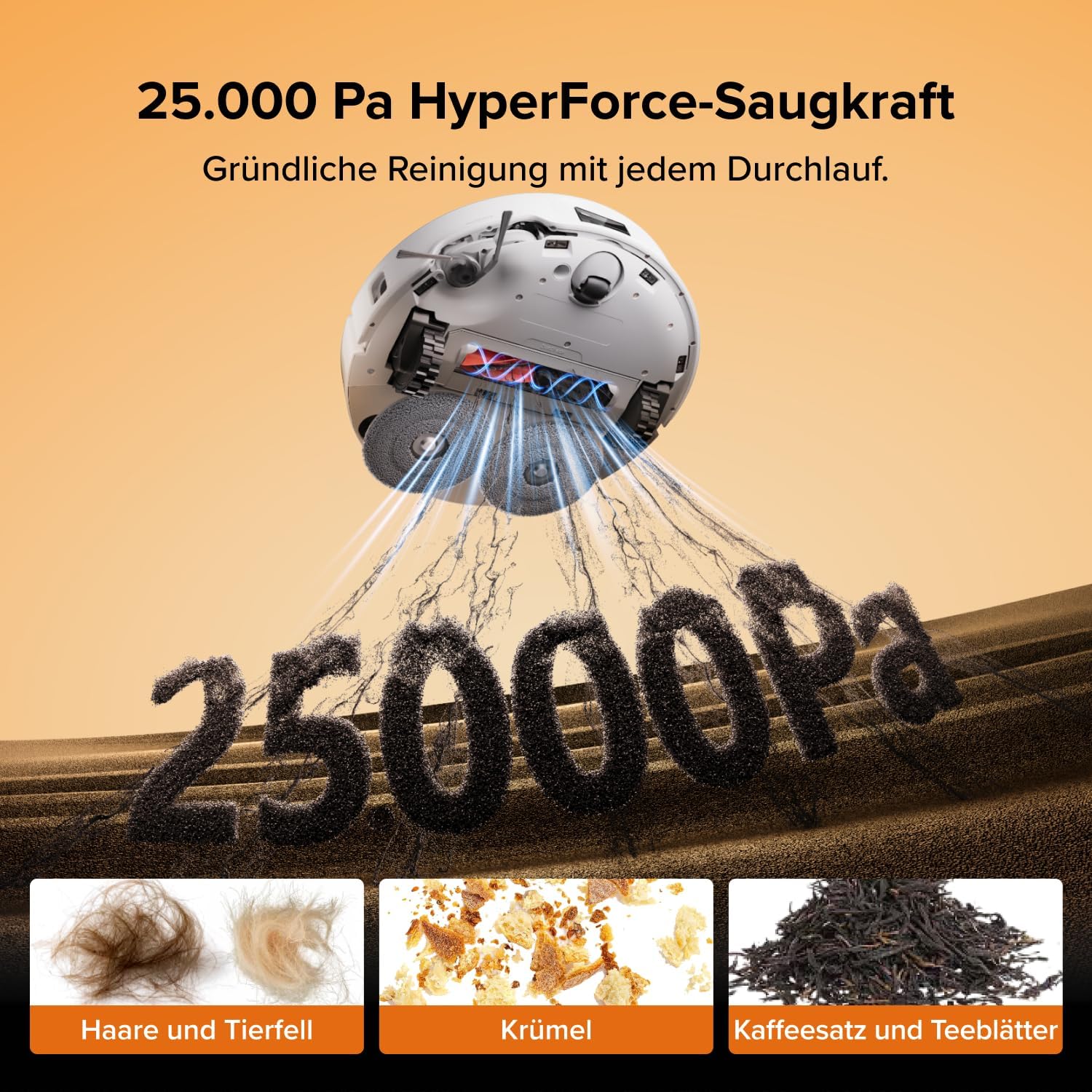 roborock Qrevo Edge 2 Saugroboter mit Wischfunktion&Hebarem Wischmopp, 25.000 Pa, Anti-Tangle, ultraflach 7,98 cm, 80 °C Heißwasser-Moppwäsche, FlexiArm-Technologie, AI-Hinderniserkennung(Weiß)