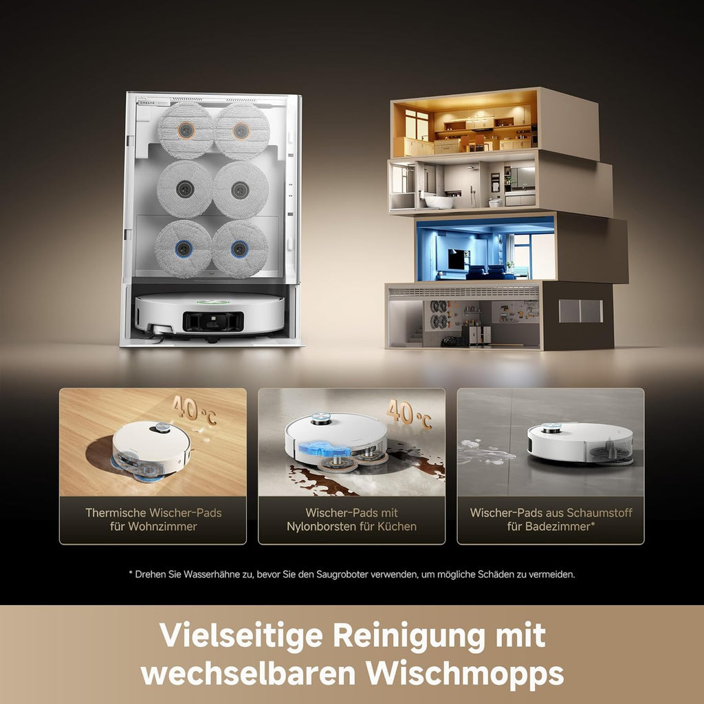 dreame Matrix10 Ultra Saugroboter mit Wischfunktion, Mopp-Wechsel/Selbstreinigung, 30.000Pa, Autom. Entleerung/Nachfüllung,8 cm Hindernisfreiheit, Sprachsteuerung, kein Verheddern