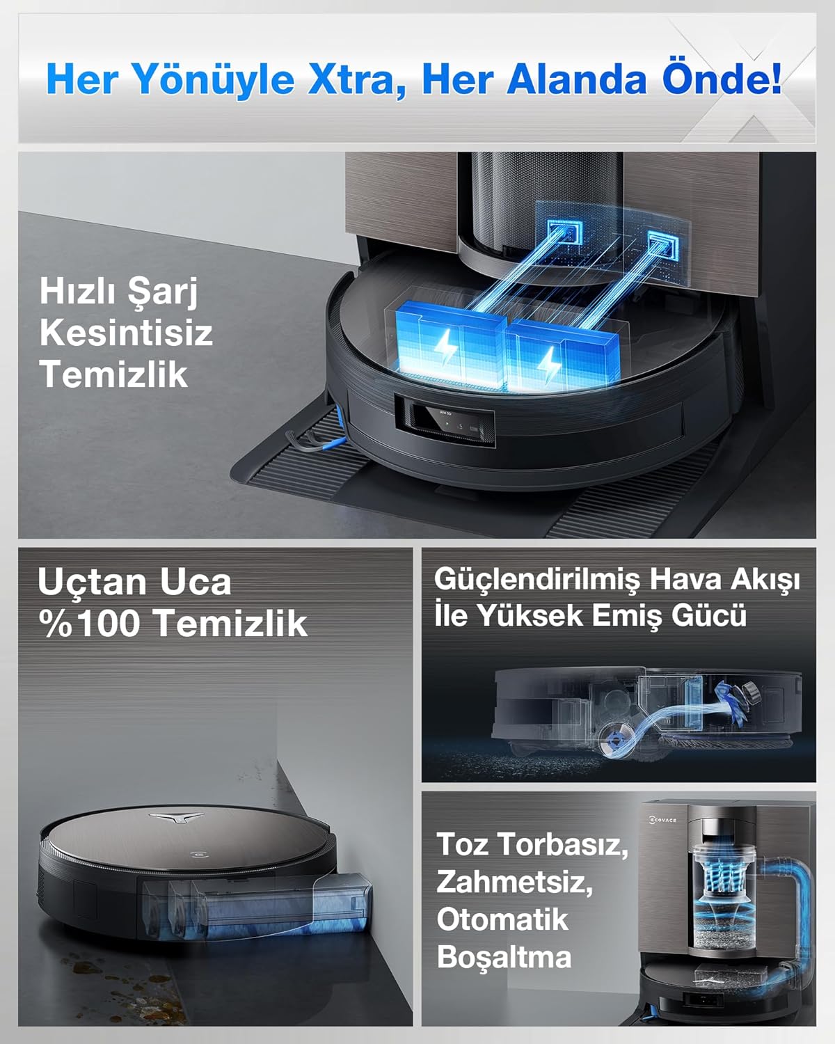 ECOVACS X11 OMNICYCLONE Saugroboter mit Wischfunktion, Blast & 19.500 Pa, ultraschnelles Akkuladen, OZMO Roller, Klettern 4cm, Ausfahrender Wischmopp, PureCyclone 2.0 Auto-Entleerung, Schwarz Braun