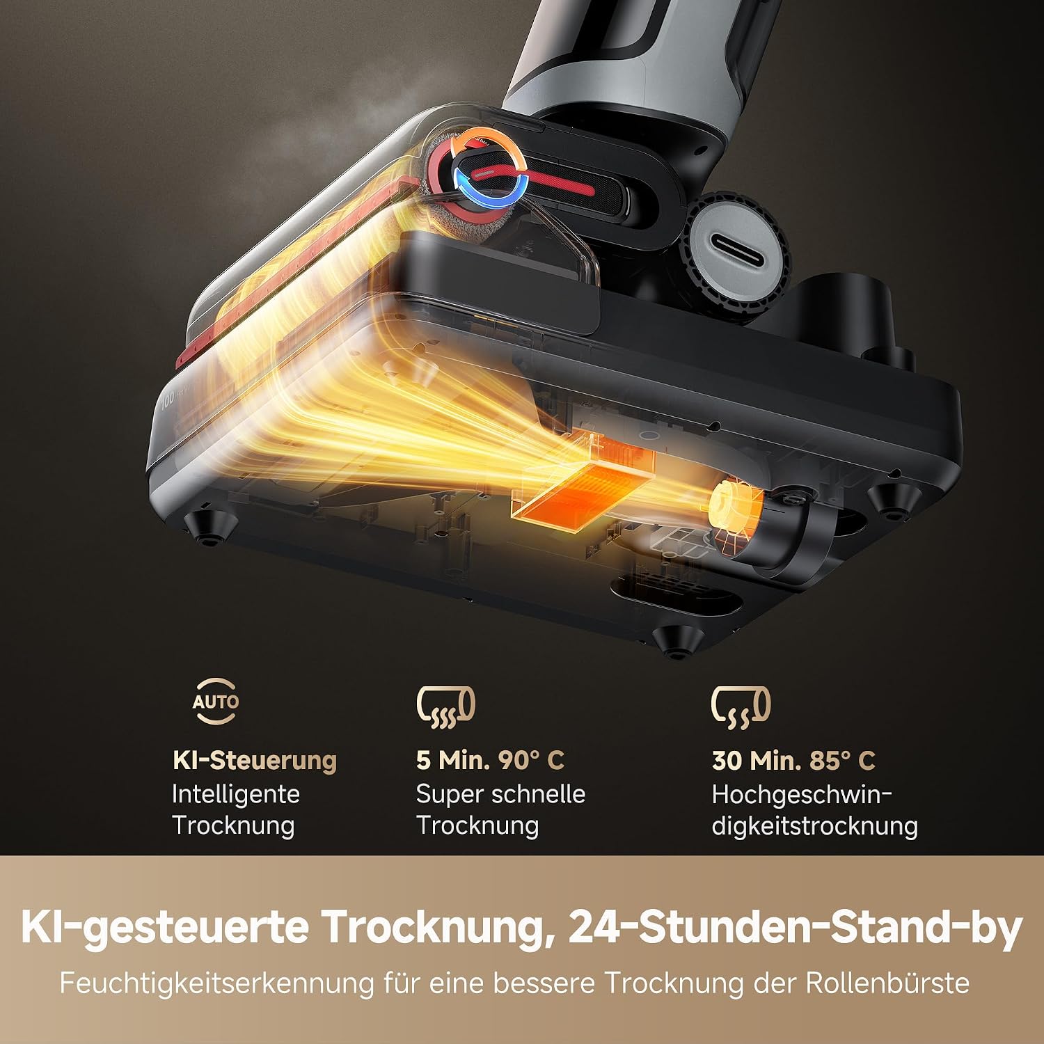 dreame H15 Pro Heat Nass- und Trockensauger, 85° C Wasser, GapFree AI-Roboterarm, RGB-Erkennung, 22.000 Pa Saugleistung, Haarentwirrung, 100° C Bürstenreinigung, 5 Min. 90° C Trocknung, App-Steuerung