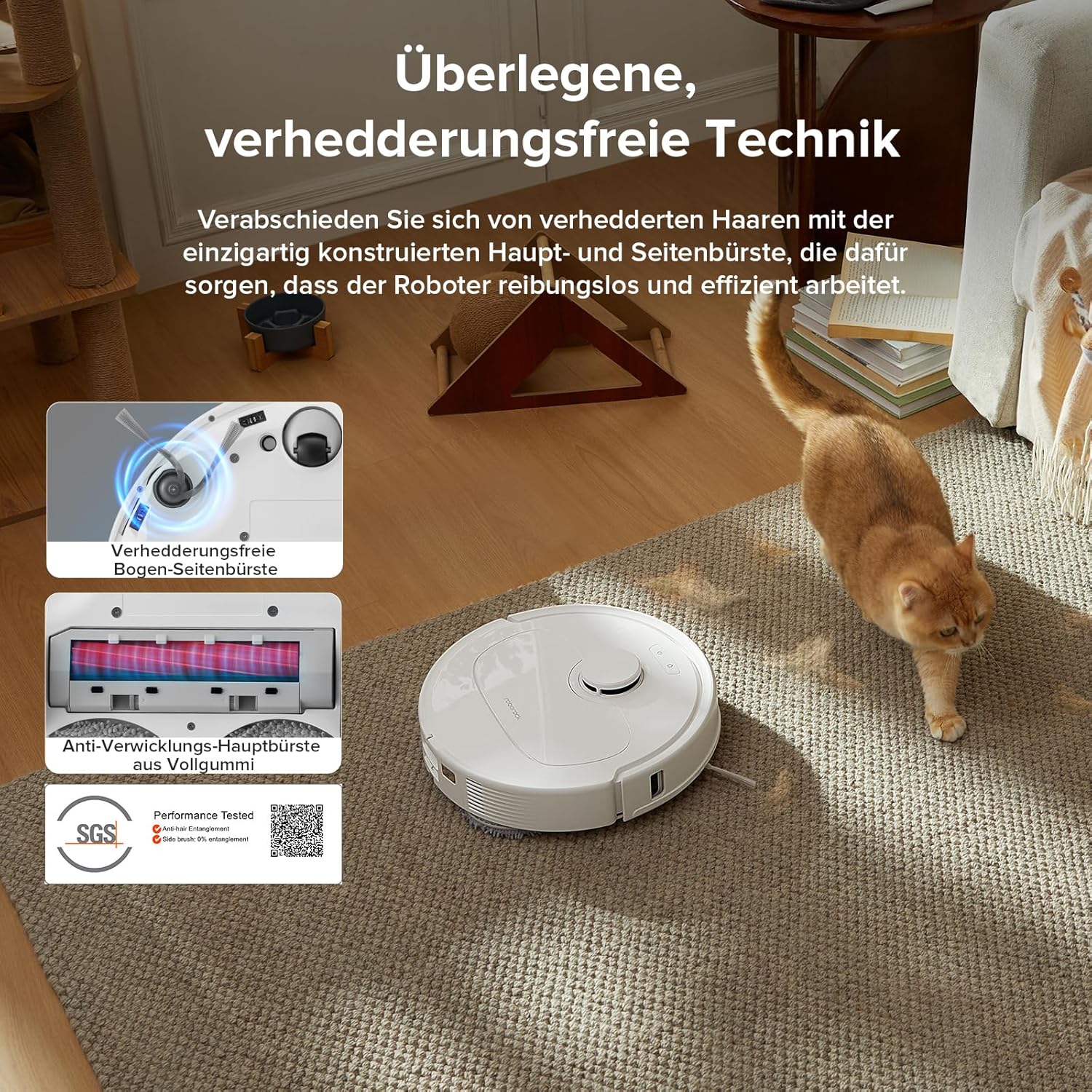 roborock Qrevo Serie Saugroboter mit Wischfunktion, 8000Pa Saugkraft(verbessert von Qrevo S), Anti-Verfilzungs-Seitenbürste, Hindernisvermeidung, LiDAR-Navigation, All-in-One Dock, Weiß(QV 35A Set)