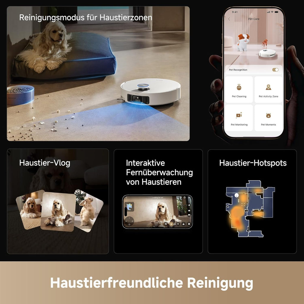 dreame Matrix10 Ultra Saugroboter mit Wischfunktion, Mopp-Wechsel/Selbstreinigung, 30.000Pa, Autom. Entleerung/Nachfüllung,8 cm Hindernisfreiheit, Sprachsteuerung, kein Verheddern