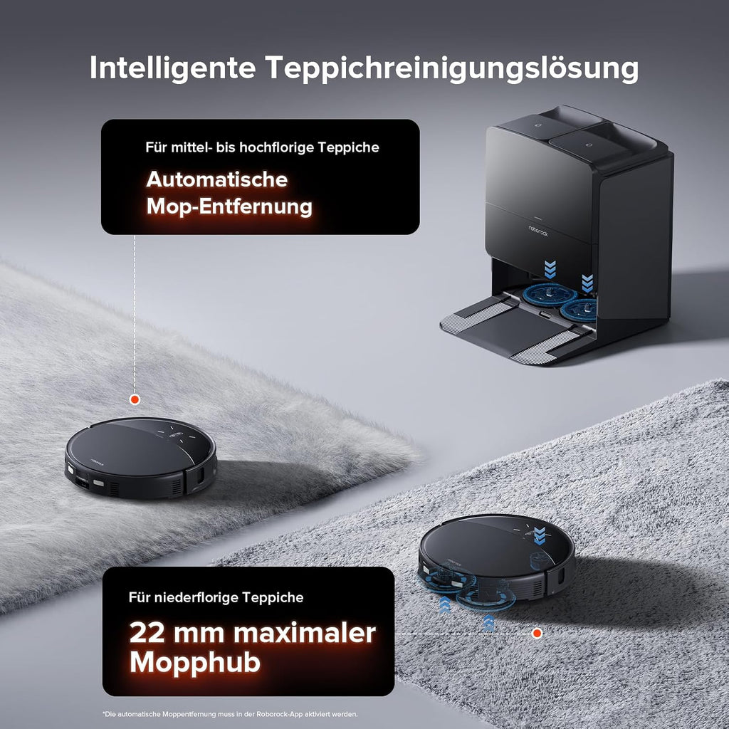 roborock Saros 10R Saugroboter mit Wischfunktion&angebbarem Wischmopp, 22,000 Pa, 7,98cm Ultra-Slim Design, StarSight System 2.0, Zero-Tangle System
