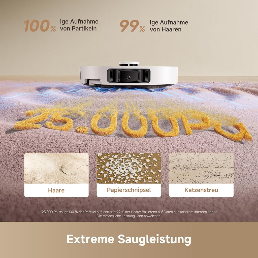DREAME L10s Ultra Gen 3 Kit Saugroboter mit Wischfunktion mit einer Saugkraft von 25.000 Pa, Seitenbürste und Mopp ausfahrbar, selbstreinigende All-in-One-Dockingstation, Steuerung per App und Sprache