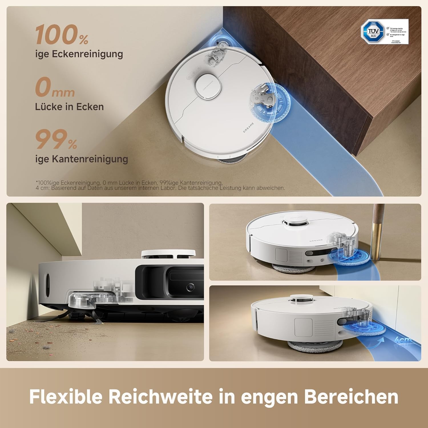 DREAME L10s Ultra Gen 3 Kit Saugroboter mit Wischfunktion mit einer Saugkraft von 25.000 Pa, Seitenbürste und Mopp ausfahrbar, selbstreinigende All-in-One-Dockingstation, Steuerung per App und Sprache