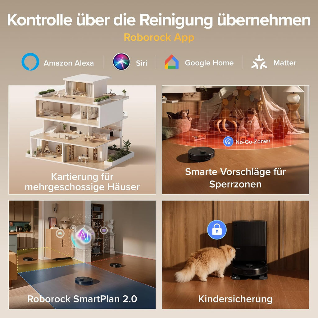 roborock Qrevo S Pro Saugroboter mit Wischfunktion, verbessert von QV 35A, 18.500 Pa, 75 °C Heißwasser-Moppreinigung, Anti-Tangle System, Reactive Tech Hindernisvermeidung, All-in-One Dock (Schwarz)