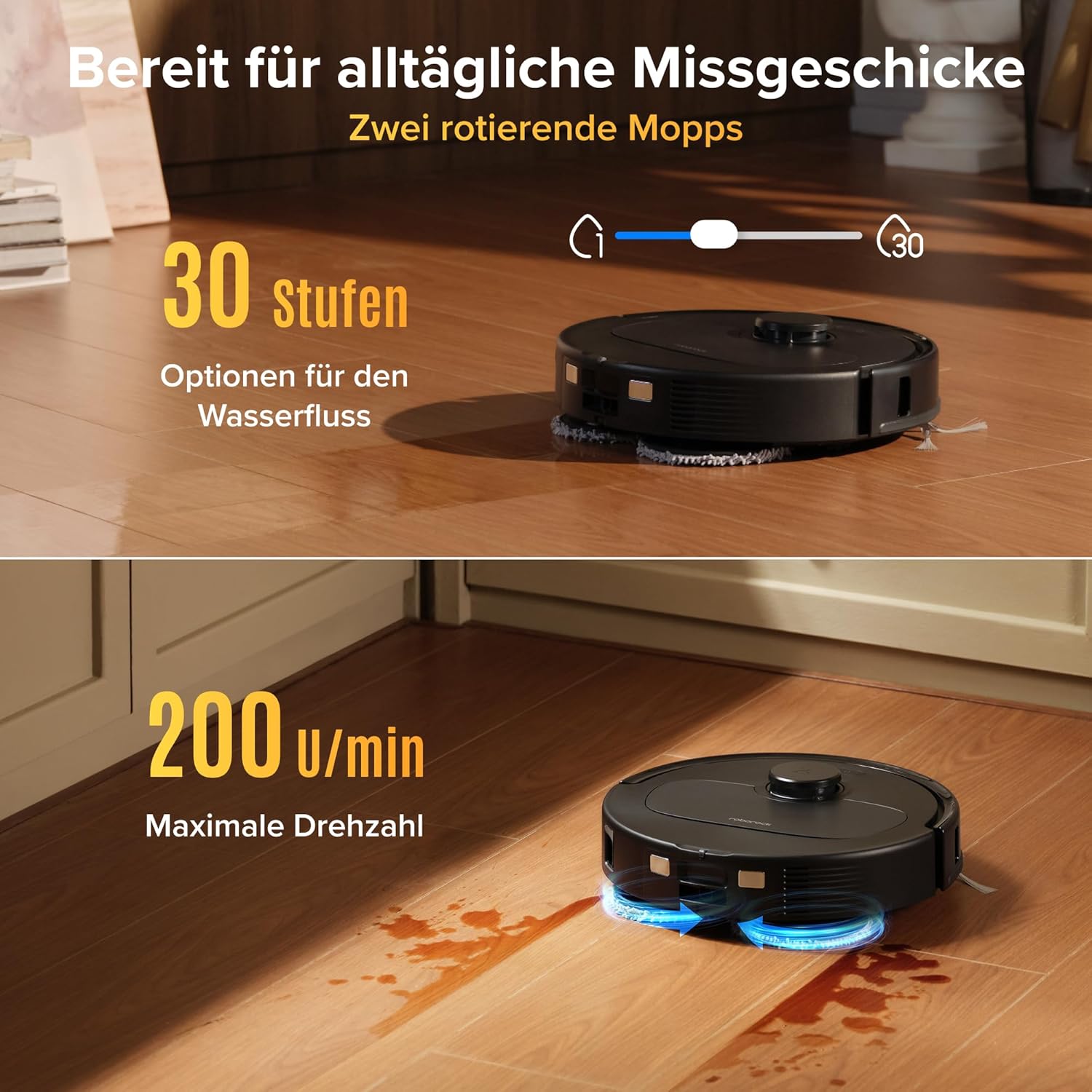 roborock Qrevo S Pro Saugroboter mit Wischfunktion, verbessert von QV 35A, 18.500 Pa, 75 °C Heißwasser-Moppreinigung, Anti-Tangle System, Reactive Tech Hindernisvermeidung, All-in-One Dock (Schwarz)
