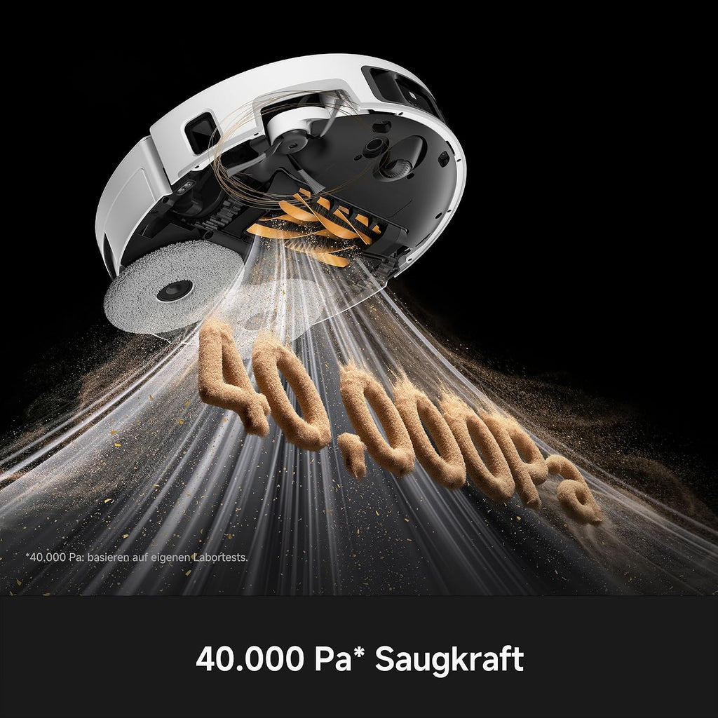 Mova V70 Ultra Complete X Saugroboter, MaxiReachX-Doppelverlängerung Seitenbürste & Mopp, 40.000 Pa Saugkraft, 15N Abwärtsdruck & 300 U/min Wischen, 9 cm Hindernisüberwindung, EcoCyclone-Staubbehälter