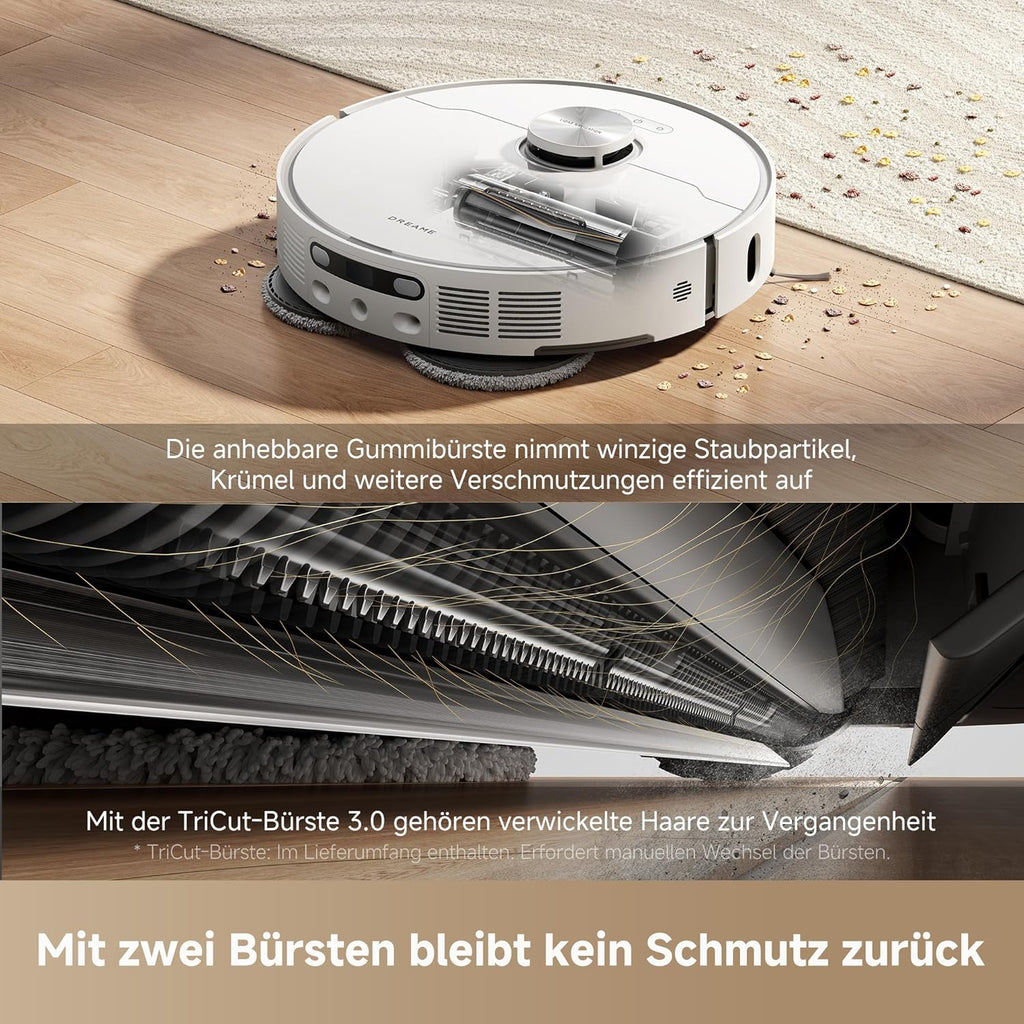 dreame L40 Ultra AE Saugroboter mit Wischfunktion, 19.000 Pa Saugkraft, viele Bürsten und EIN Flexibler Wischmopp, nassen und trockenen Schmutz,Das All-in-1-Dock entleert Staub