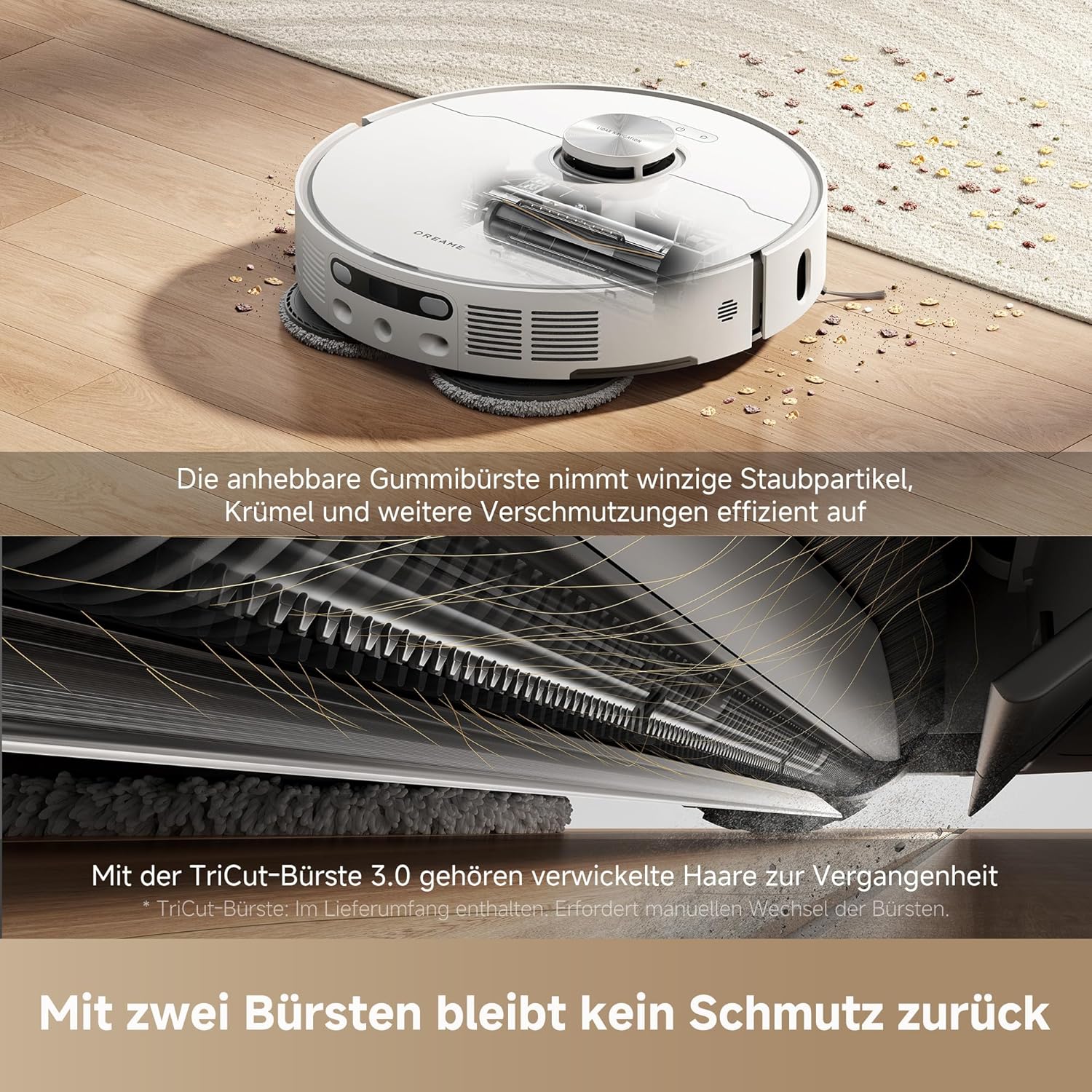 dreame L40 Ultra AE Saugroboter mit Wischfunktion, 19.000 Pa Saugkraft, viele Bürsten und EIN Flexibler Wischmopp, nassen und trockenen Schmutz,Das All-in-1-Dock entleert Staub